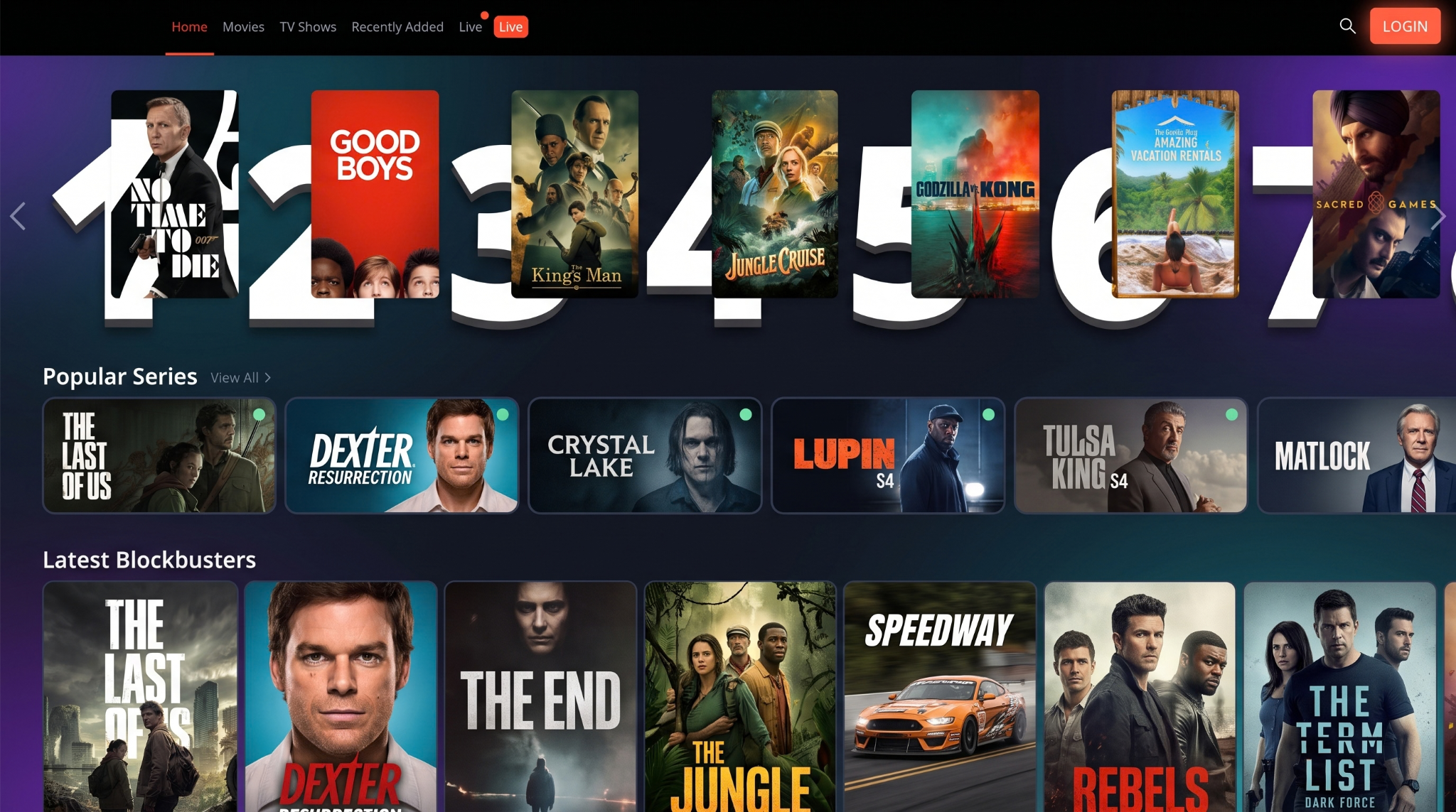 Surf IPTV IPTV on-demand library with trending movies and series on a Smart TV